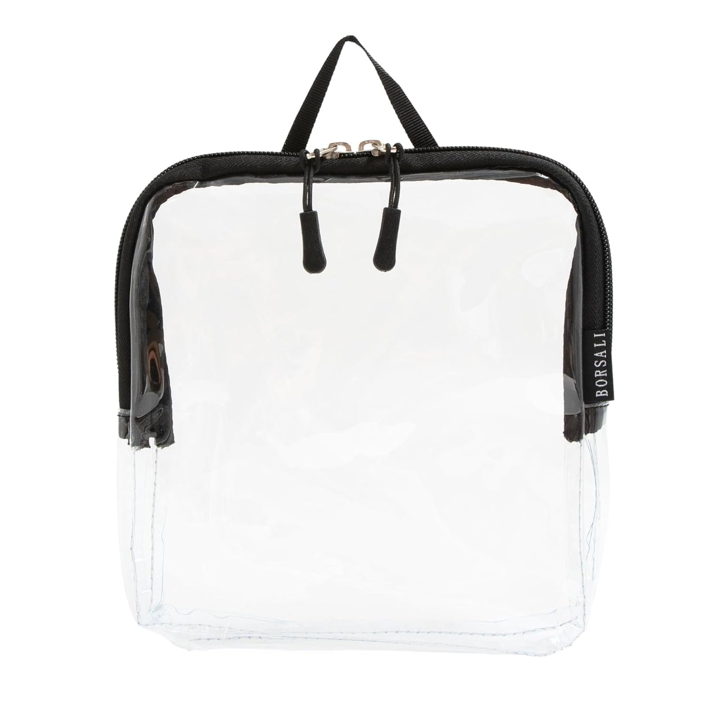 BORSALI TSA-Approved Quart-Sized Bag for Carry-On Travel - One (1) Quart Clear Toiletries, Cosmetic and 3-1-1 Liquids Toiletry Bag - Black With Handle