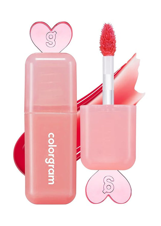 COLORGRAM Juicy Drop Tint 04 Clear Cherry | Juicy Lip Gloss, Glowing Lip Stain with Fruity Colors, Buildable & Blendable, Highly Pigmented