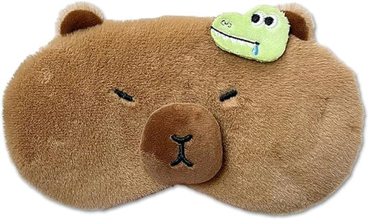 PERFECTSIGHT Cute Plush Eye Mask, Lightweight Adjustable Eyeshade, Faux Fur Cover for Women Men Sleep Travel Nap (Capybara)