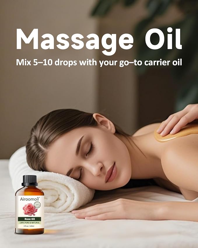 Pure Rose Essential Oil, 100% Pure Natural Rose Essential Oil, Premium Grade Essential Oils for Diffusers for Home, Skin, Care Massage, Soap Making, Aromatherapy, 4 Fl Oz | 120ml