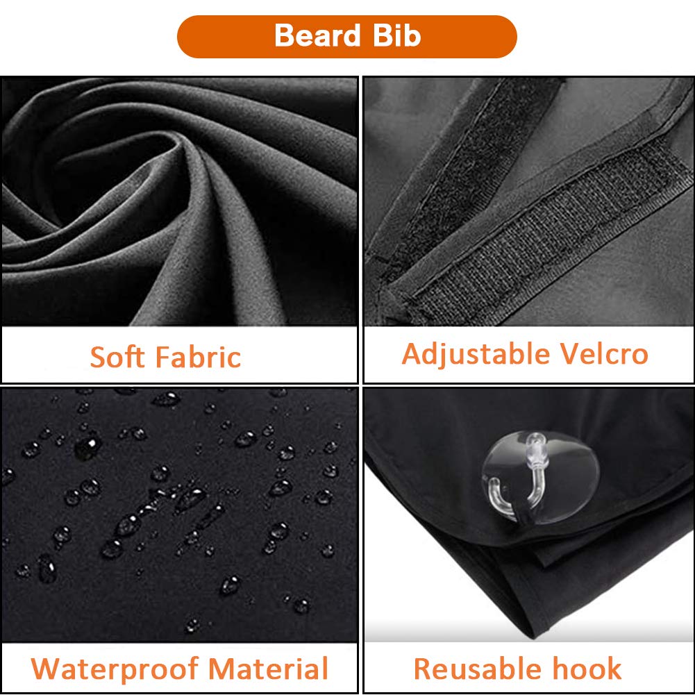 Beard Bib Apron for Men, Christmas Day Gift Beard Trimming Catcher Bib for Shaving & Hair Clippings, Waterproof Non-Stick Hair Catcher Grooming Cloth with 2 Suction Cups