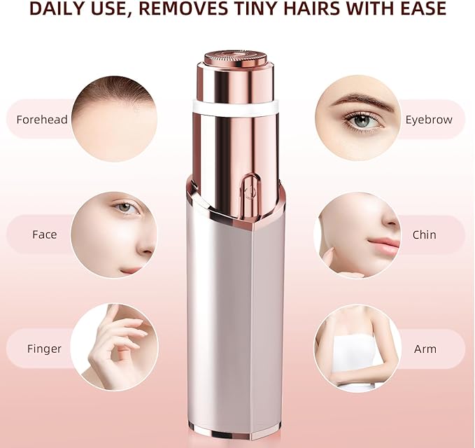 Facial Hair Removal for Women, Portable Lady Shaver, Rechargeable Painless Hair Remover for Face, Upper Lips, Chin, Peach Fuzz