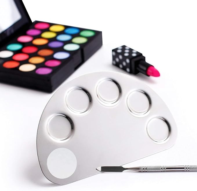 Stainless Steel Colour Professional 5 Paint Wells Palettes with Lid (Set of 1, Silver)