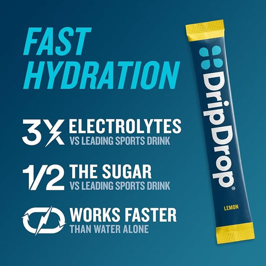 DripDrop Hydration Packets - Bold Variety Pack - Single Serve Electrolytes Powder Drink Mix - Watermelon, Berry, Lemon, Orange - Non-GMO, Gluten Free, Vegan - 32 Sticks