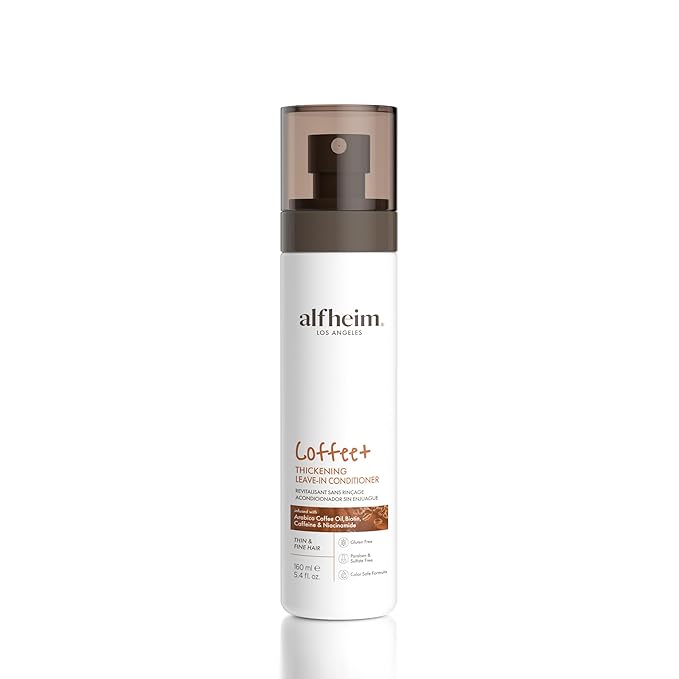 ALFHEIM Coffee+ Thickening Leave-In Conditioner | Biotin & Caffeine for Hair Growth & Strength | Lightweight, Nourishing & Volumizing Spray | Sulfate-Free, Paraben-Free | 5.4 oz