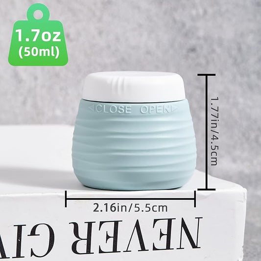 Travel Containers for Toiletries, 1.7oz Travel Size Premium Silicone Cosmetic Cream Jars, TSA Approved Leak-Proof Refillable Accessories W/Toiletry Bag for Cosmetic Face Body Cream(Gray)