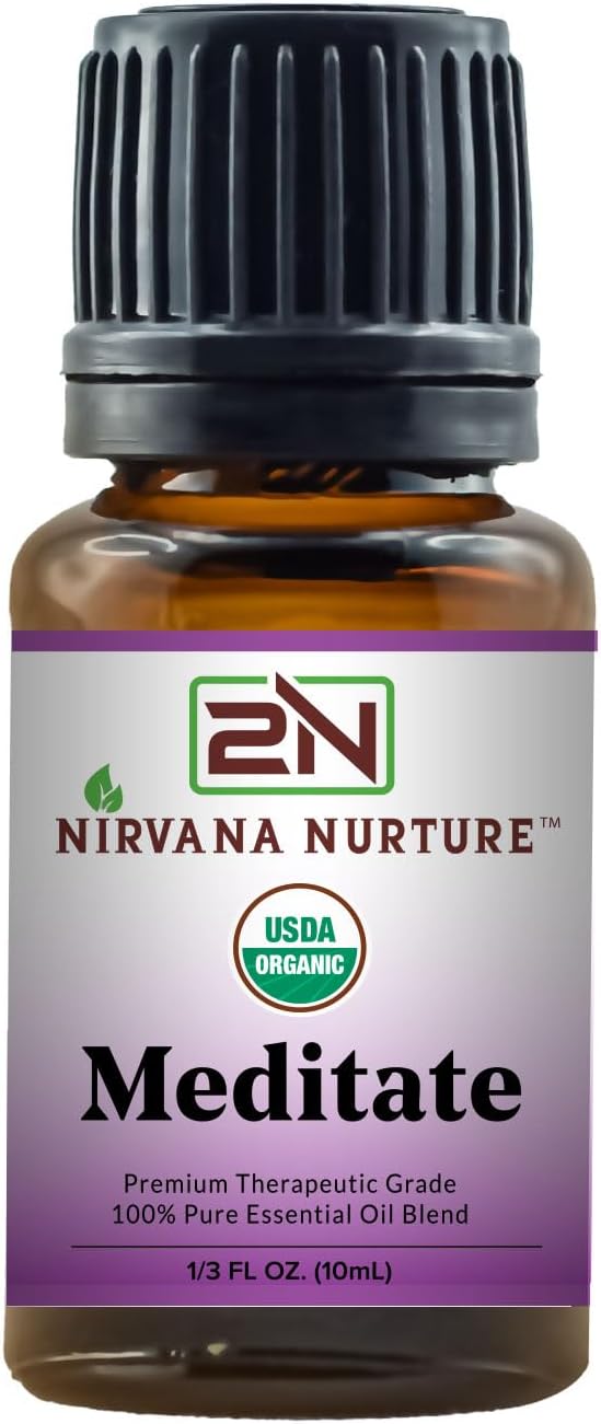 Meditate Blend USDA Certified Organic, 100% Pure and Premium, Undiluted, Meditation, Aromatherapy, Calm, Relax