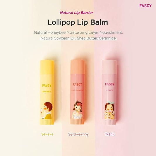 FASCY Lollipop Lip Balm Peach, Lip Balms & Moisturizers, Korean Lip Balm, Korean Lip, Korean Lip Products, Paraben Free, Moisturizing, 0.13 Oz, (Peach)