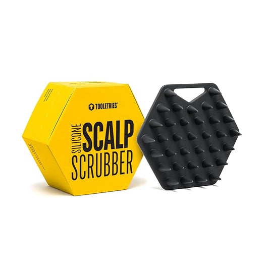 TOOLETRIES Scalp Scrubber - Silicone Exfoliating Hair Scrubber for Men, Bath & Shower Accessories - Durable Scalp Massager That Boosts Circulations & Strengthens Hair - Charcoal