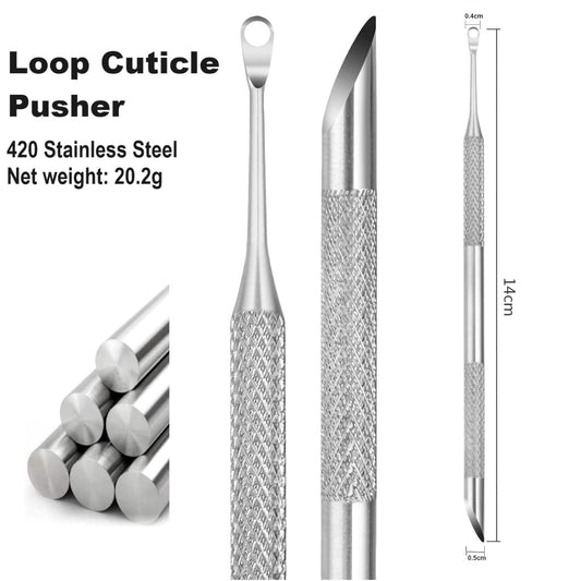 Pre-treatment Cuticle Pusher, Russian Prep Nail Pushers, Dual Ended Cuticle Remover with 100/180 Grit Sandpaper Sheets, Nail Care for Manicure Pedicure Nail Art