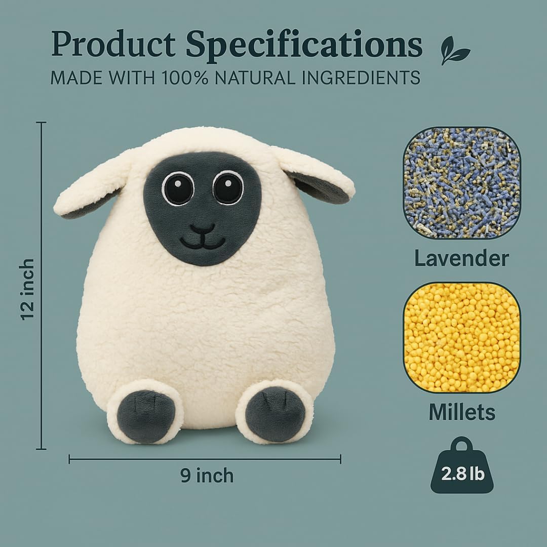 Microwave Heating Pad for Pain Relief - Cozy Sheep Microwavable Heating Pad Stuffed Animal for Cramps, Back Pain, Neck Shoulder, Muscles, Knee, Joints, Natural Heat Pack Moist Heat Gifts for Women