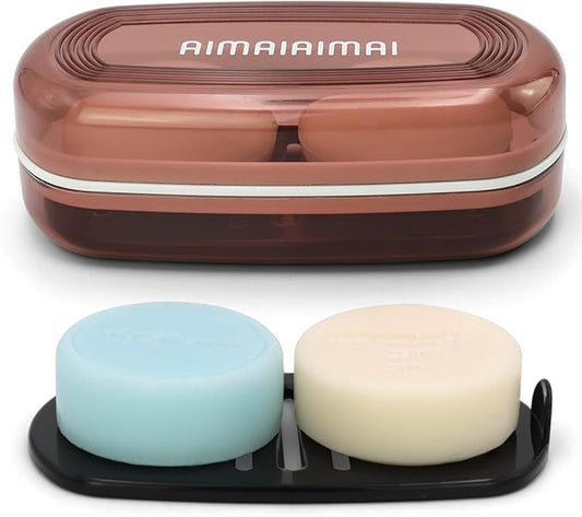 Shampoo Bar Holder, Large Soap Holder for 5 oz/10 oz Oversized Bars, Durable & Versatile Storage Soap Container with Drainage Layer (1 Pack, Red Style A-Large)