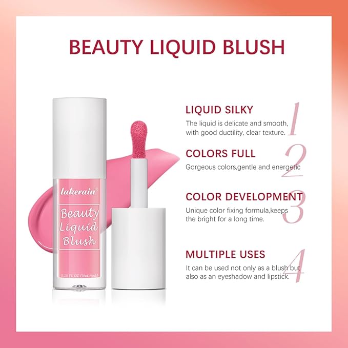 Liquid Blush for Cheeks Makeup Face Blush, Weightless Cream Formula, Smudge Proof Long-Wearing Pigmented Blush, Natural Look Makeup Face Blushes, Shimmer Finish, Dainty - 07# Juicy peach