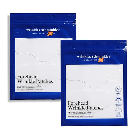 Wrinkles Schminkles Forehead Wrinkle Patches, 4-Pack, Reusable Hypoallergenic Silicone Smoothing Pads for Reducing Frown Lines & Face Lift Overnight