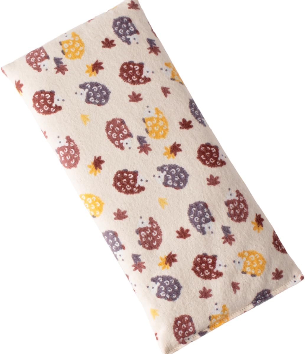 Microwave Heating Pad Filled With Flax Seed and Choice of Dried Herbs, Herbal Cold Pack, Good Size for Back Pain and Cramps, Hot and Cold Therapy, 6" x 12" (Yellow Hedgehog, Lavender & Peppermint)