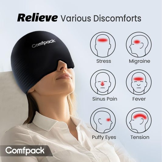 Migraine Relief Cap, Full Head Cold Compress Soft Stretchy Headache Relief Cap for Tension, Sinus, Stress Relief, Hangover Ice Hat, Puffy Eyes, Gifts for Migraine Sufferers