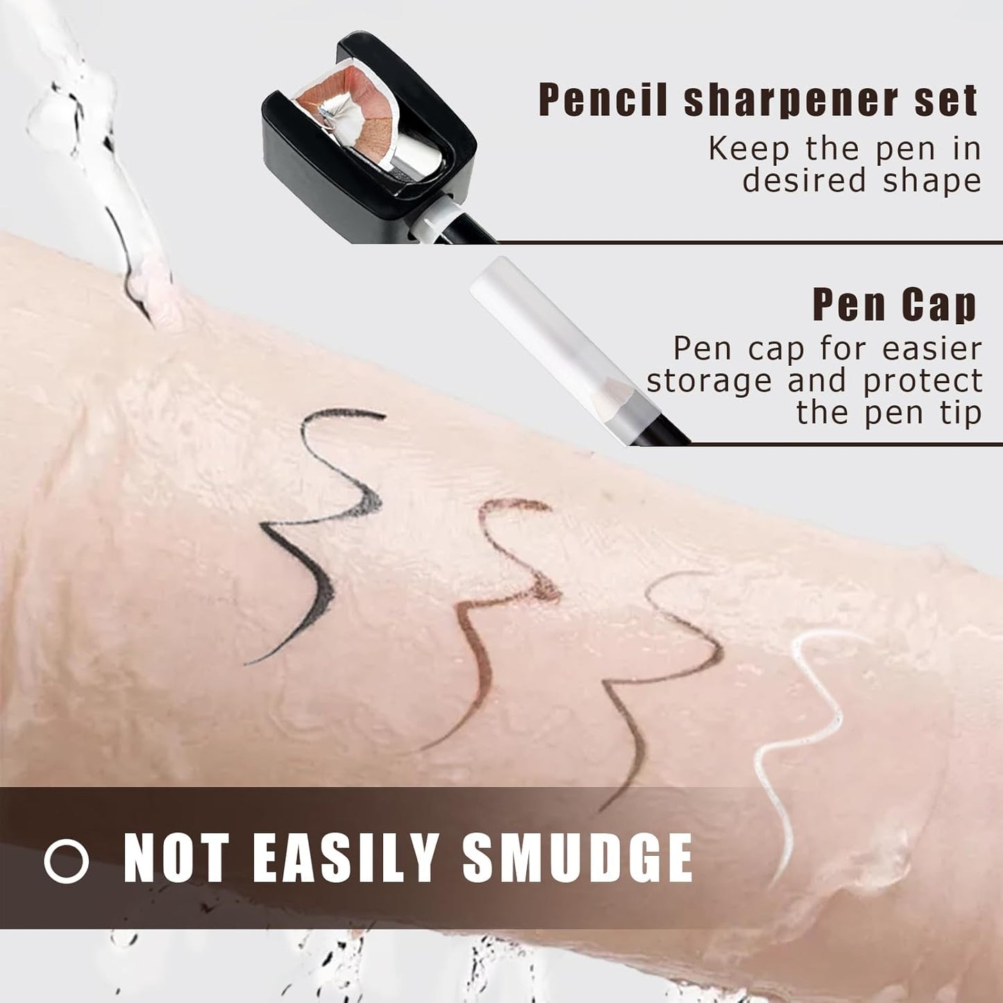 12Pcs Barber Pencil Set Magic Hairline Pencils for Lineup Beard Shaping Guide Pen with Sharpener Barber Chalk for Men Makeup Design White Black Dark Brown Light Brown