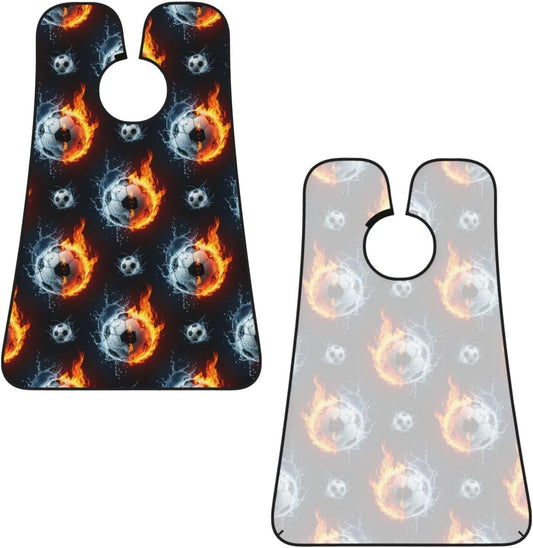 Beard Bib with 3 Suction Cups, Non-Stick Waterproof Hair Catcher Apron, Men's Shaving Essential for Grooming, Water Fire Soccer Ball Shave Bib