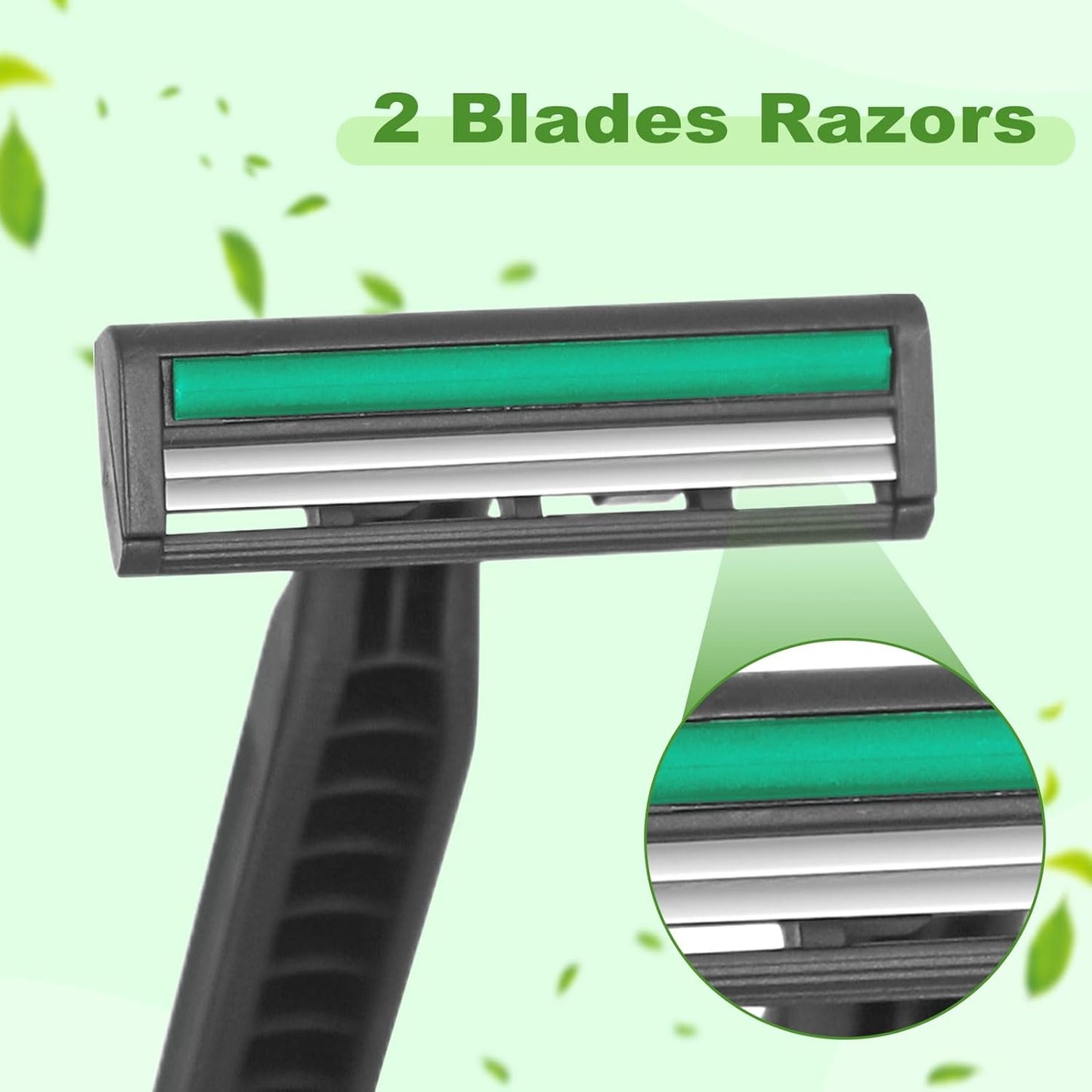 Disposable Twin Blade Razors in Bulk, Individually Wrapped - Clear Safety Cap, For Homeless, Hotel, Airbnb, Travel (pack of 100,black)