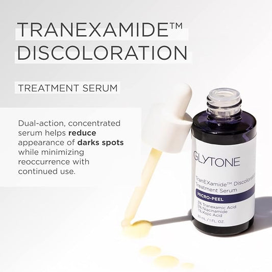 Glytone Micro-Peel TranEXamide™ Discoloration Correcting Serum | Dark Spot Remover with 3% Tranexamic Acid | Brightens Uneven Skin Tone for all Skin types | Fragrance Free, Paraben-Free - 1 fl oz