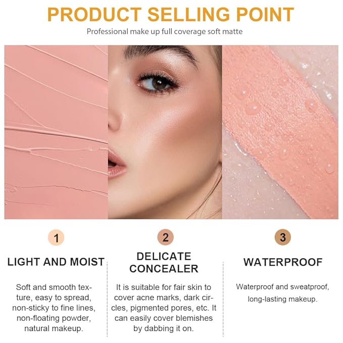 Pot Concealer with Makeup Brush Set,Tattoo Color Correcting Concealer,Full Face Color Correcting Conceal Foundation,Under Eye Concealer Brightener Dark Eye Ring corrector de ojeras (06-TAN)