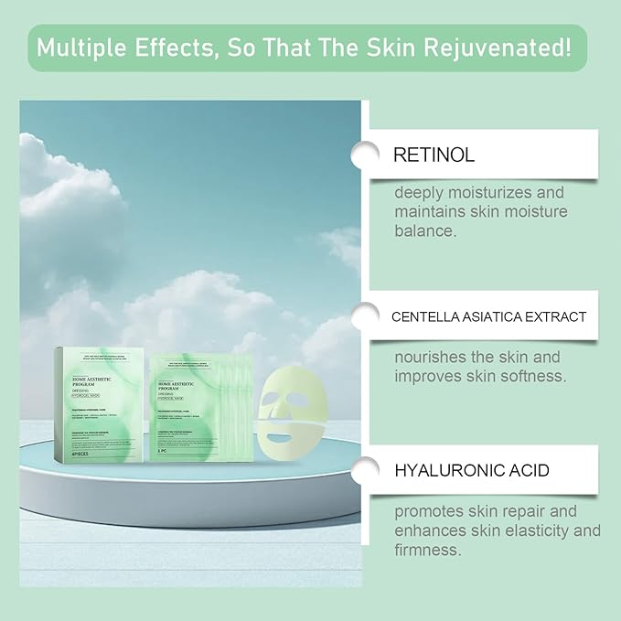 YIKESHU Retinol Collagen Face Mask – Korean Tightening Hydrogel Overnight Mask, Deep Moisturizing & Elasticity Boost, Long-Lasting Hydration & Brightening Skin (Retinol Collagen Face Mask)