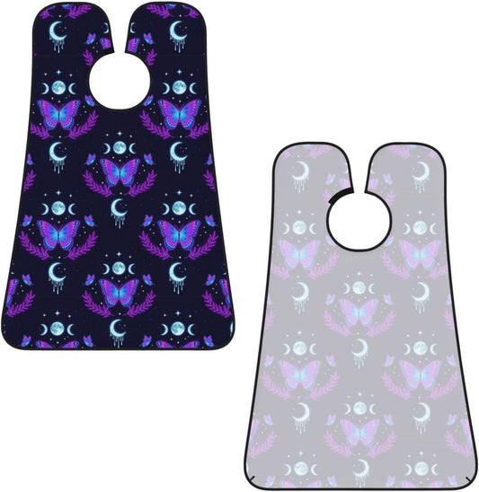 Adjustable Beard Catcher Apron, Magic Moon Moth Mystical Goth Astrology Art Shave Bib, Non-Stick Waterproof Grooming Bib, Shaving Essential for Men Dad Christmas