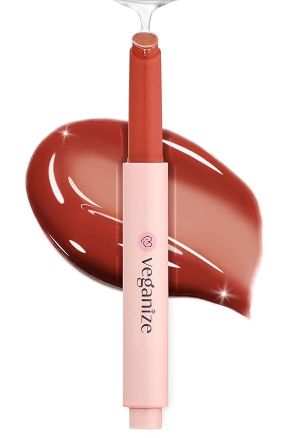 Veganize Collagen Lip Glass Balm | Hydrating Lip Balm in 9 Vibrant Colors | Moisturizing Lip Care Infused with Collagen Jelly Magic | No Animal Trial Lip Balm 0.06 oz (No. 6 Noble Brick)