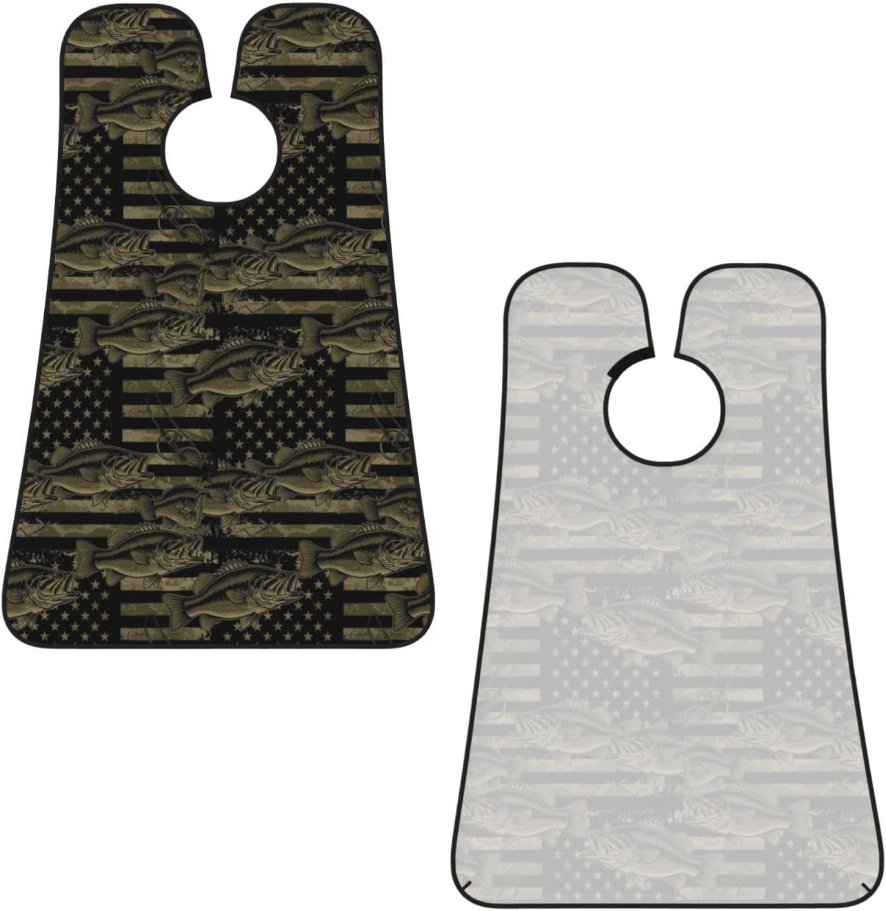 Beard Bib Apron for Men Shaving, Waterproof Non-Stick Hair Catcher with Suction Cups, Grooming Essential for Dad Husband, Bass Fishing Hunting Camo Camouflage American Flag Shave Bib