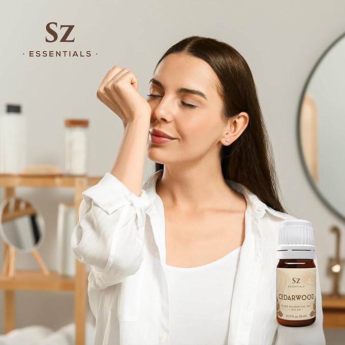 Cedarwood Essential Oil (Cedrus Atlantica) – Therapeutic Grade, 100% Pure & Natural with Soothing Woodsy Aroma for Relaxation, Aromatherapy, Skin Care & Diffuser - 0.17 fl oz. (5ml)