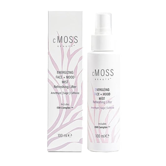 Sea Moss Infused Face and Mood Lifting Mist with Real Amethyst, Caffeine, Sage, and Hyaluronic Acid to Tighten, Brighten Skin and Calm Emotions