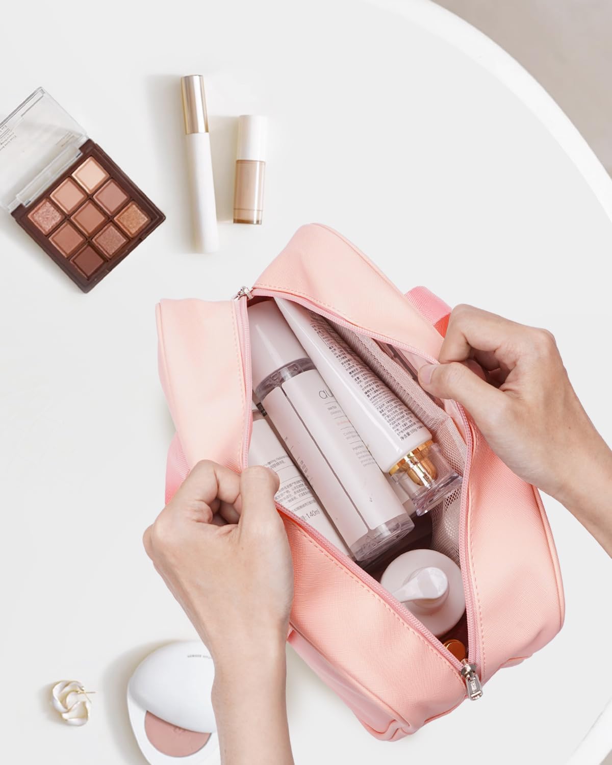 Full Size Toiletry Bag Women Large Cosmetic Bag Travel Makeup Bag Organizer Medicine Bag for Toiletries Essentials Accessories (Large, Pink)