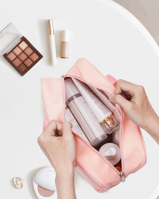 Full Size Toiletry Bag Women Large Cosmetic Bag Travel Makeup Bag Organizer Medicine Bag for Toiletries Essentials Accessories (Large, Pink)