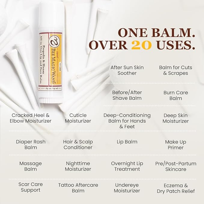 Medicine Mama's Apothecary Sweet Bee Magic Wand, All In One Lip and Face Balm, .65 Ounce