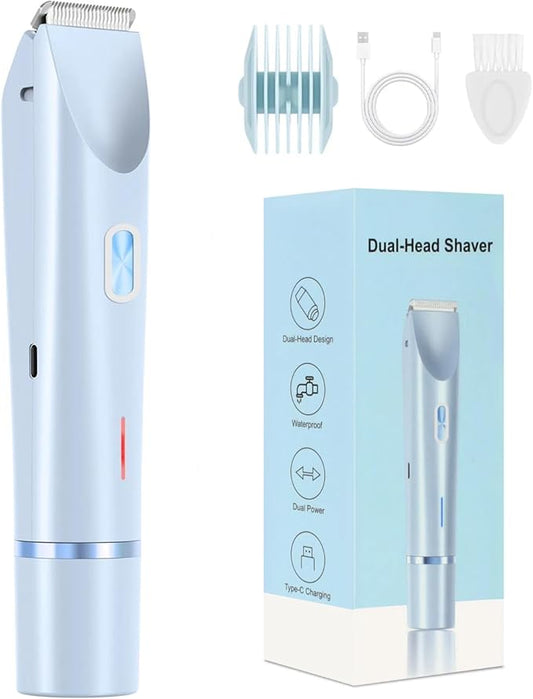 Dermave Bikini Shaver - Bikini Trimmer for Women, Painless Hair Removal for Face, Body & Intimate Areas (Blue)