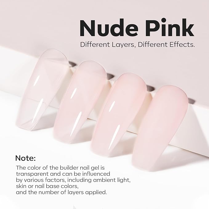 modelones Builder Nail Gel, 8-in-One Cover Nude Builder, LED Lamp Cured Thickening Apex Building Strengthener Extension Rubber Color Base Gel Polish Glue in a Bottle for Home DIY Salon Girls