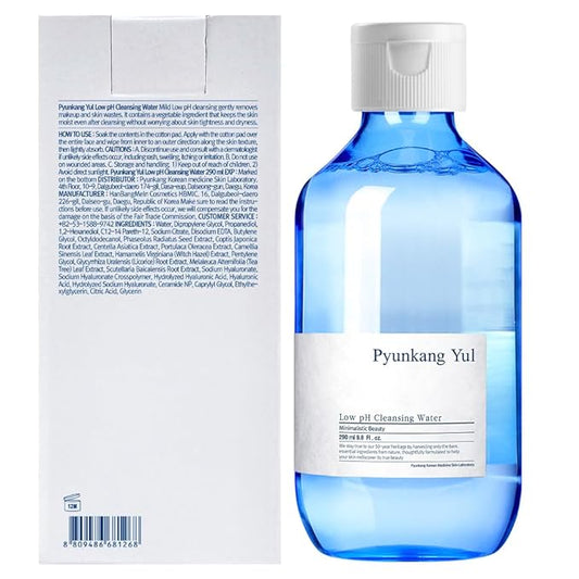 Pyunkang Yul PKY Low pH Cleansing Water Makeup Remover Face Cleanser with Witch Hazel and AHA - Cica, Tea Tree Extract Natural Ingredients Ceramide Micellar Water 9.8 Fl Oz