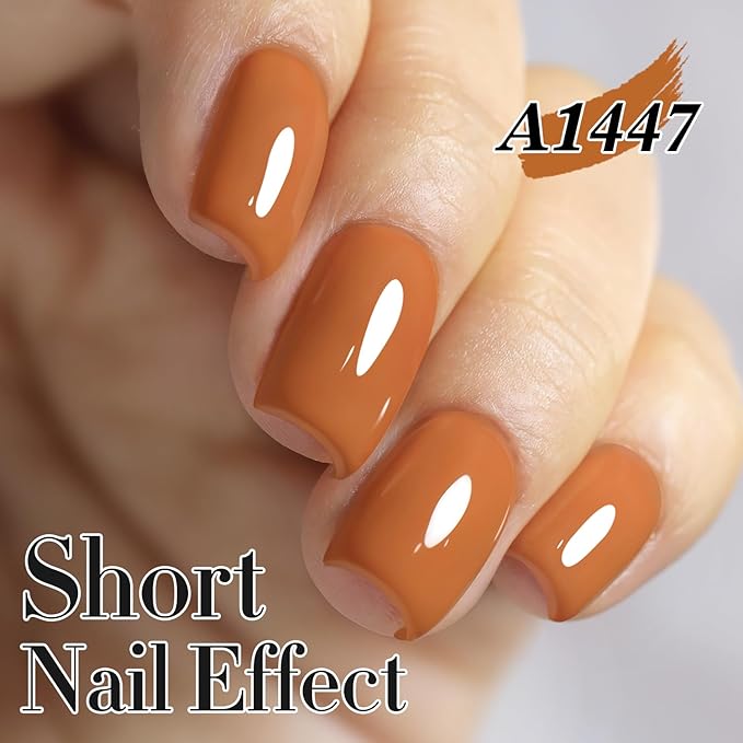 Double Rhythm Translucent Gel Polish Sheer Neutral Natural Light Milky Same Color Same Bottle 15ML Jelly UV Nail Polish Nail Art DIY at Home (Brown Orange-A1447)