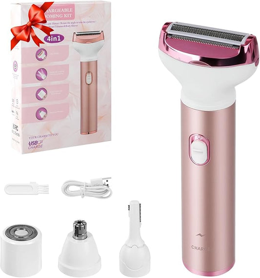 Women Face Epilator, 4-in-1 Body Shaver and Facial Epilator, Hair Removal for Faces, Rechargeable Electric Facial Hair Removal Devices for Face, Armpits, Eyebrows, Nose