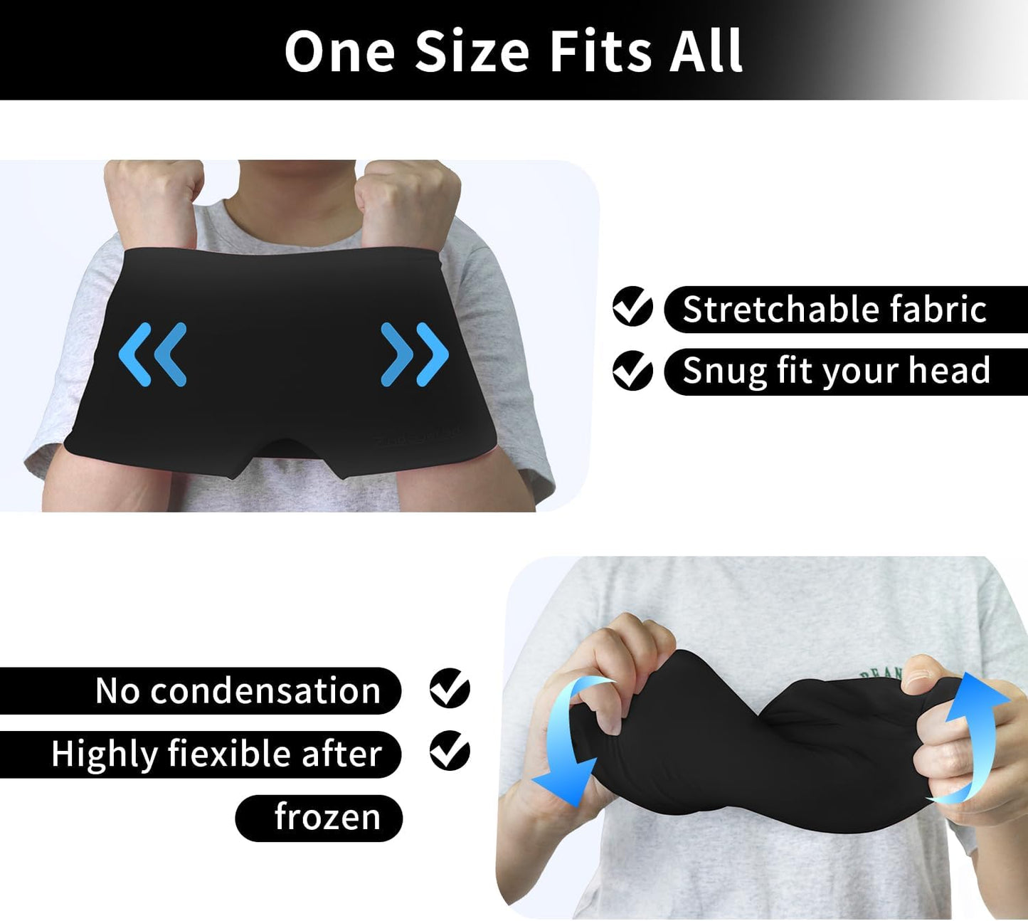 ZNÖCUETÖD Migraine Headache Relief Cap Hat Full Head ice Pack Wrap Cooling Gel Ice Beanie Hot/Cold Compress Hangover Cap for Sinus, Stress, Tension, Head Pain Relief, Women Men