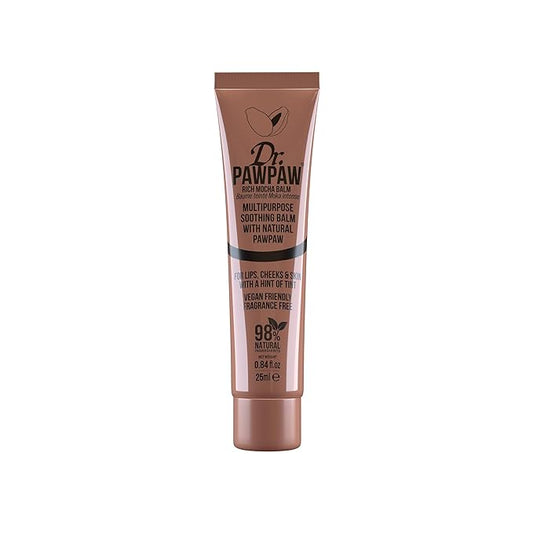 Rich Mocha Balm, Multi-Purpose Natural No Fragrance, for Hydrating Lips, Skin, Hair, Cuticles, Nails & Beauty Finishing (25 ml)