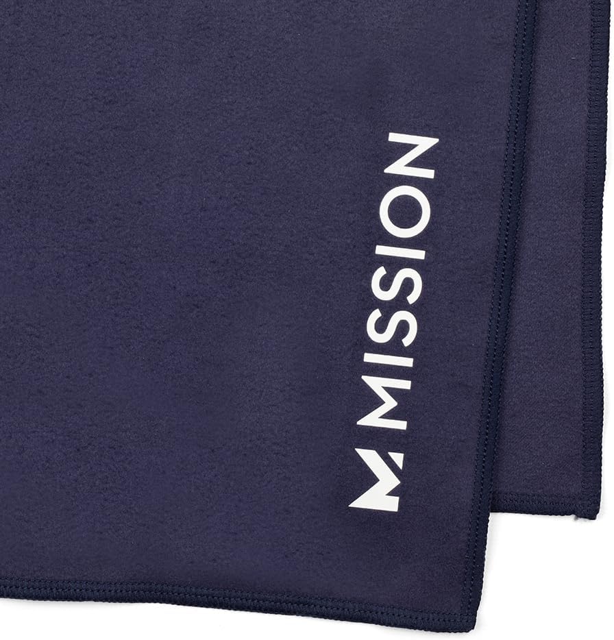 MISSION On-The-Go Cooling Towel - Soft, Lightweight Fabric - Cools Up to 2 Hours - UPF 50 Sun Protection - Machine Washable (Navy)