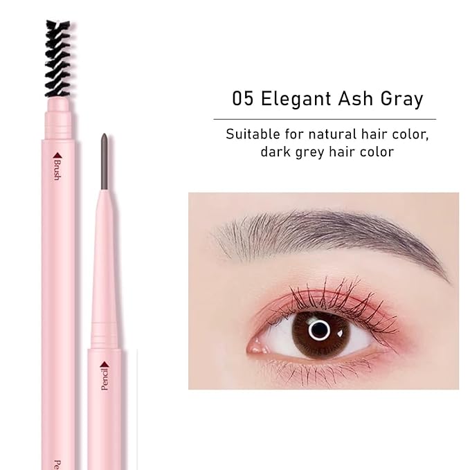 Eyebrow Pencils for Women,1Pack Micro Brow Pencil Waterproof Smudgeproof,Ultra-Precise Tip,Gray Eyebrow Pencil for Older Women,Built-In Spoolie Brush,05 Elegant Ash Gray.