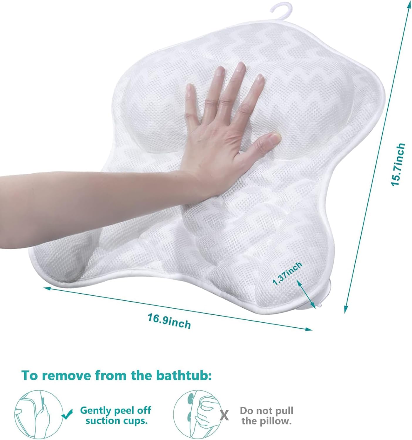 Bath Pillow Bathtub Pillow for Neck Back Support 4D Bath Tub Pillow with 6 Strong Suction Perfect Bath Gift for Women