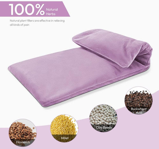 Microwavable Heating Pad with Washable Cover, 8 x 18 Microwave Heating Pad for Neck and Shoulders, Moist Heat Bean Bag Warm Compress for Knee, Joints, Wrist, Abdomen (Purple)