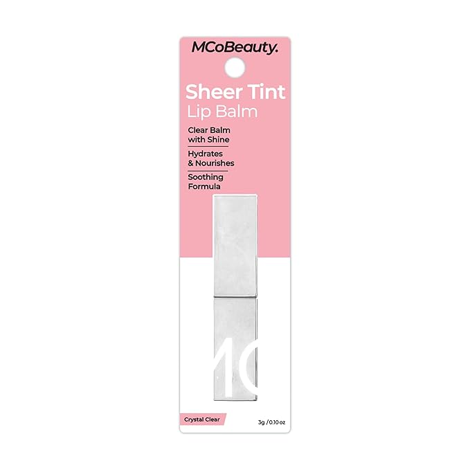 MCoBeauty Sheer Tint Lip Balm, Clear, Nourishing Balm for Healthy, Luscious Lips, Vegan, Cruelty Free Cosmetics