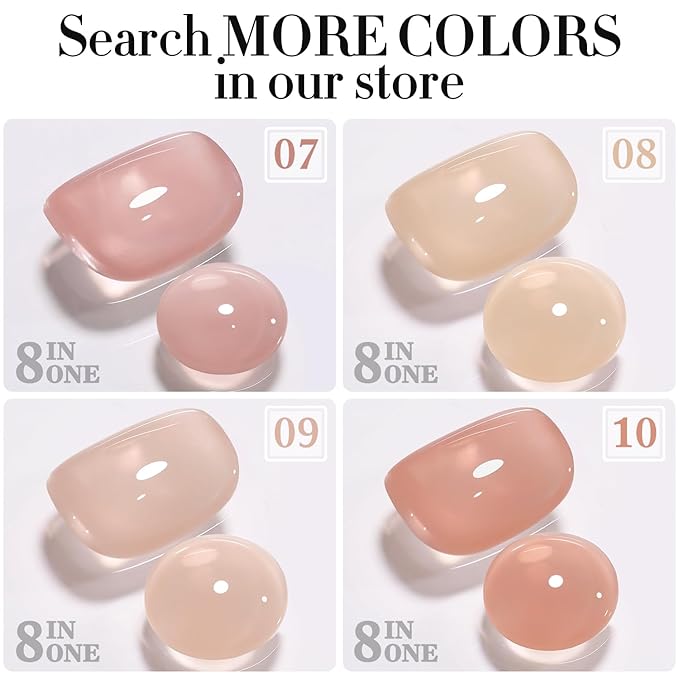 Double Rhythm Milky White Rubber Gel Nail Polish 15ml Nail Strengthener in a Bottle Nail Extension Hard Gel Soak Off Long Lasting UV Gel (Jelly White 8 in 1-2)