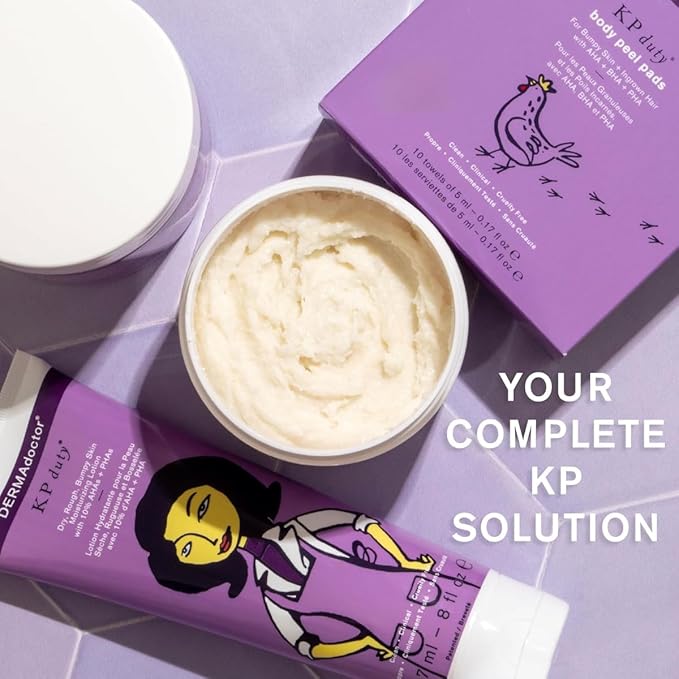 DERMAdoctor: KP Duty Moisturizing Lotion | Dermatologist Formulated Body Cream for Keratosis Pilaris | Smooth Dry, Rough, Bumpy, Chicken Skin | Hydrates & Softens | 10% AHAs + PHAs | (8 oz)