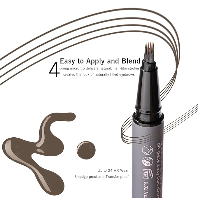 Deep Brown Eyebrow Pencil with 4 Prong Precise Tip, Dark Brown Eyebrow Pen for Natural Hair-Like Brows, Last for 24H YES.EYE DO (Bitter Chocolate-Deep Brown)