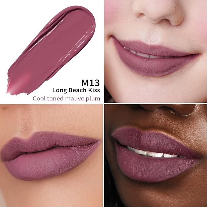 Oulac Matte Liquid Lipstick Mauve Pink Lip Gloss for Women, Long Lasting Lipstick Waterproof, No Transfer, Creamy High Pigmented Formula with Rose Oil, Vegan & Cruelty-Free, M13